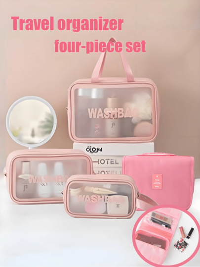 4/1pc Portable Women Makeup Bag, Large Capacity Cosmetic Organizer Box, Multi-Functional Toiletry Bag, Mini Lipstick Pouch, Small Toiletry Bag, Travel Makeup Storage Case. This Bag Is A Beach Tote, Suitable For Outdoor Activities, Travel Organization, Makeup, Cosmetics Storage, Vacation Organization, Lipstick, Brushes, Skincare, Phone, Coins, Small Items, Home, Gifts, Suitable For Holidays And Festivals Like Halloween, Christmas, With A Bohemian Style Multi-Purpose Use.