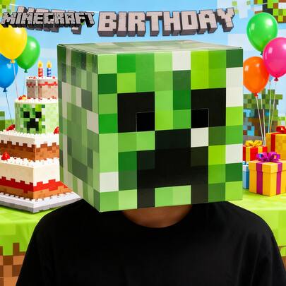 Microsoft 1 pezzo Giocattolo ufficialmente concesso in licenza  Creeper Headgear, verde, giocattolo periferico anime, essenziale per feste di famiglia, amici, Ognissanti, Natale, Ringraziamento, regali di sorpresa per famiglia e amici