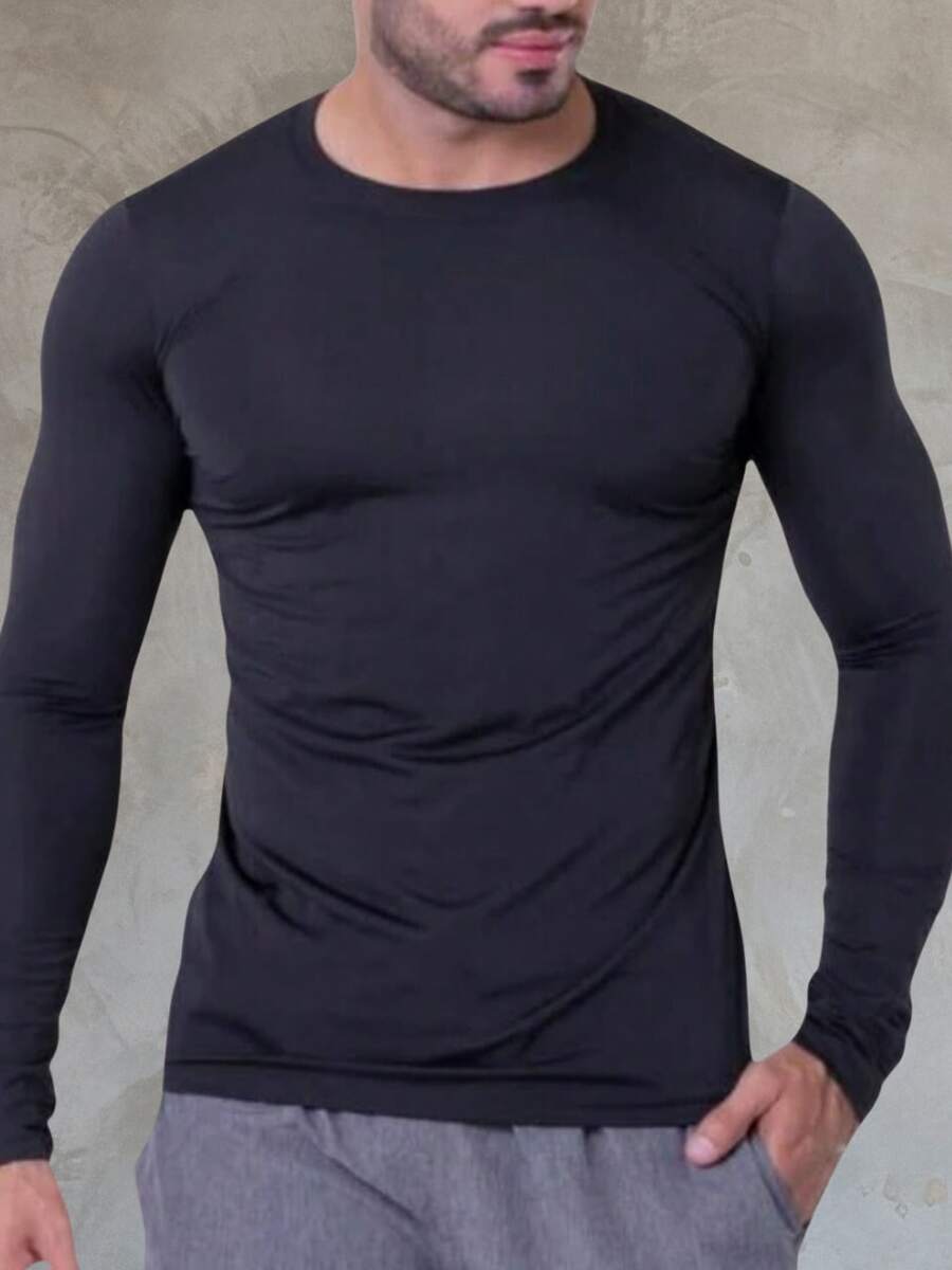 CAMISETA TERMICA /CAMISETA BASICA/CAMISETA MASCULINA/CAMISETA ACADEMIA/CAMISETA TREINO Proteção UV - Preto - Visão 1