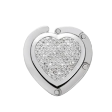 1pc Rhinestone Heart Shaped Foldable Handbag Hook, Women's Purse Hanger Holder Rack For Desktop, Folding Desk Decor - Multicolor - View 6