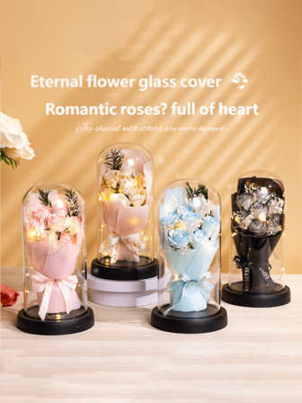 1ชิ้น โคมไฟกลางคืนขนาดเล็กดอกไม้แห้งที่เก็บรักษาไว้ - ดอกไม้บานที่เก็บรักษาไว้ได้นาน, การหรี่แสงแบบควบคุมด้วยการแตะ, เหมาะสำหรับตกแต่งวันหยุด/ห้องนอน, ของขวัญเทศกาลที่สมบูรณ์แบบ & แสงสว่างที่ใช้งานได้จริง