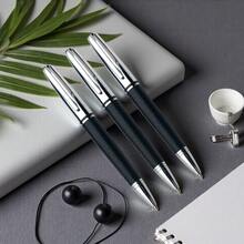 1 caneta esferográfica de metal giratória luxuosa (embalagem de Pu), tinta sem manchas/adequada para tarefas escolares, reuniões de negócios e uso ao ar livre/perfeita para estudantes/empresários e para presentear - design moderno