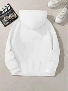 Sudadera hoodie dama mujer curvy tallas extra plus size capucha cordón manga larga bolsa canguro suave puños rib acanalados casual aesthetic casa diario frío moderna juvenil cómoda calientita estampado halloween día de muertos brujas  corazón - Blanco - Ver 2