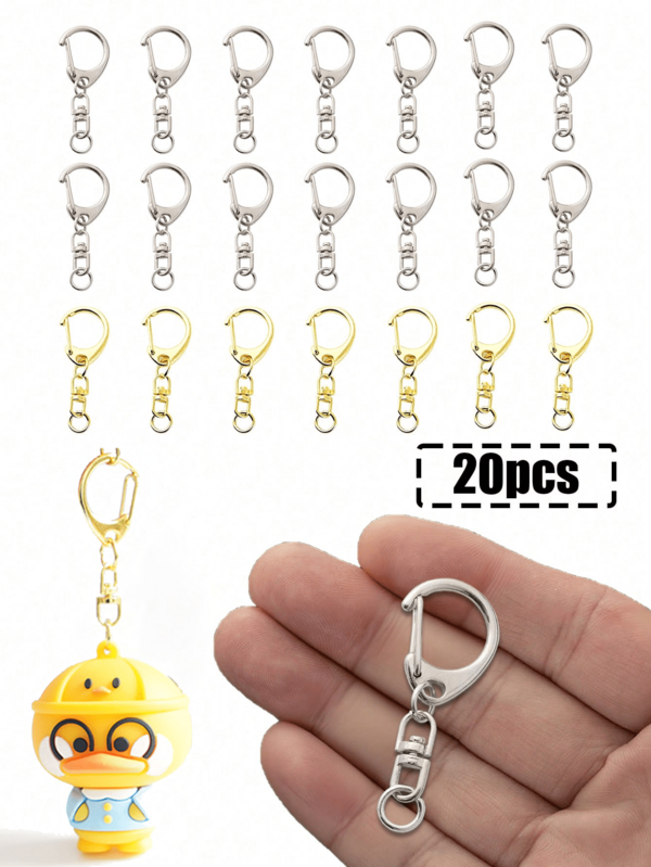 20pcs D-Ring Spring Snap Keychain Set With Chains, 8mm Jump Rings & Connectors, Metal Key Rings For Diy Keychain Making, Handmade Jewelry Charms, Perfect For Party Favors, Doll Keychains & Craft Decorations, Suitable For Birthdays, Anniversaries, Bachelorette Parties, Graduations & More,Best Gift For Family, Lover, Friends, Teachers, Handcraft Lovers (The Split Ring Is Not Connected)