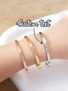 Personalized Bracelet, Engraved Bracelet, Customized Name Bracelet, Summer Jewelry, Family & Couple Gift, Gift For Her, Delicate Engraved Cuff Personalized Cuff Bracelet Customized Bracelet Inspirational Gift Personal Motto Bracelet