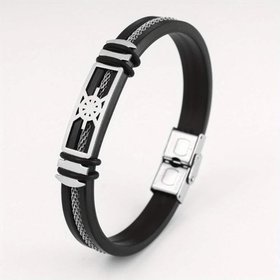 Pulsera de timón de barco para hombres moda personalizada accesorio viaje simple punk regalo joyería masculina estilo marinero - por defecto - Ver 1