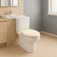 Tapa de inodoro superficie lisa mejorada cómoda suave fácil de limpiar para baño/hogar todo público - Beis - Ver 2