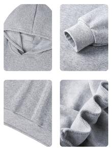 1 pièce Sweat-shirt-shirt décontracté pour préadolescentes avec imprimé lettres colorées, coupe ample, doublure thermique chaude, convient pour les étudiantes, automne/hiver - Gris - Voir 5