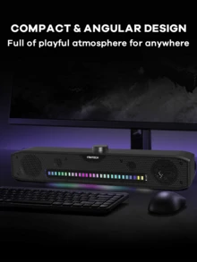 FANTECH Wireless Speaker, 1200mAh Rechargeable Battery, Wireless Charging, Ambient Light, Clock Alarm, Radio, Desktop Aesthetics Stuff - Black - View 7