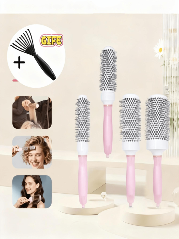 Set de 5 cepillos redondos para el cabello para secado y rizado, cepillos profesionales de salón para dar brillo, en 4 tamaños diferentes para adaptarse perfectamente a los secadores de pelo - Adecuado para todo tipo de cabello, esencial de viaje, peinado, peluquería, cepillo de cabello, cepillo para alisar, cepillo para peinar, cepillo para cabello rizado, cepillo para el borde, peine, cepillo de cabello, set de cepillos de cabello, peine de cabello, peine para rizos, cepillo desenredante, cepillo de cabello para mujeres, cabello, viaje, productos para el cabello, herramientas para el cabello, artículos para el cabello, barbero, accesorios de barbería, barbería, equipo de peluquería