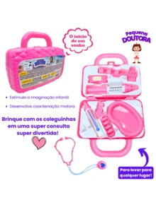 Children's Medical Case Kit Educational Fun Toy Girl Mini Doctor Pink Costume Pretend Play - Pink - View 3