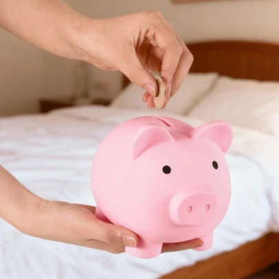 创意小猪存钱罐，趣味可爱储蓄罐，不易碎塑料材质，秘密储物盒，男女通用卡通可爱存钱罐，安全储蓄罐，趣味秘密存钱罐，适合卧室、学校等场所，生日节日礼物，卧室必备小猪存钱罐。