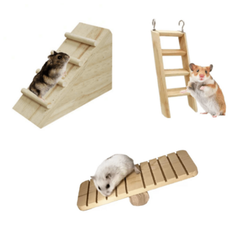 1pc Wooden Hamster Toy - See-Saw, Ladder, Small Animal Activity Toy, Pet Cage Decoration Accessory