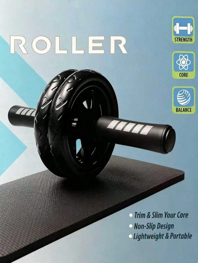 Rodillo abdominal de doble rueda sin ruido, con rodilleras acolchadas y mangos de espuma cómodos, ruedas de doble deslizamiento, equipo de entrenamiento de núcleo adecuado para hombres y mujeres, accesorios deportivos para entrenamiento abdominal en el hogar