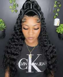 Uveous Deep Wave Lace Front Wigs Human Hair 200% Density 13x6 HD Transparent Deep Wave Frontal Wigs Human Hair With Baby Hair Natural Color Halloween Season - Natural Black - 查看 3