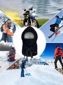 1pc Winter Fleece Balaclava Ski Mask - Elastic Drawstring Closure, Warm Face Mask, Polyester Knit Full Head & Neck Warmer, Lightweight Warm Balaclava For Cycling Skiing Outdoor Sports, Winter Warm Fuzzy Hat - Lightweight Warm Pullover Hat With Elastic Drawstring, Unisex, Lightweight, Washable, Balaclava - Multicolor - View 8