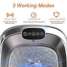 自动猫饮水器 - 不锈钢带运动传感器 - 静音狗饮水碗可充电电池 - 电池供电无线饮水器猫碗 - 安静宠物饮水器 - 銀色 - 查看 3