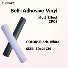 1pc Cheonet Permanent Adhesive Vinyl Matte/Glossy Colored Vinyl Sticker, Suitable For Party Decoration DIY - Black+White - View 25