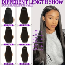 Put And Go Glueless 5*5 Lace Closure Wig And 13X4 13*6 Lace Front Straight Wig For Women Pre Plucked Remy Glueless Brazilian HD Transparent Lace Frontal Wig 200% Density Long Length Human Blended Hair Lace Wigs Natural Black Color - Natural & Black - View 31