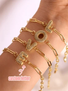 Customized Letter Bracelet Initial Letter Bracelet Women A-Z Alphabet Adjustable Chain Bracelets Golden Personalized Bubble Name For Women, Custom With Charm, Gold Plated Cuff Bracelet, Handcrafted Keepsake Jewelry Gift & Friend Dainty Strand Beaded Crystal Charm Gifts Mother's Day Christmas