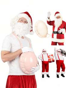1pc/Set Christmas Inflatable Santa Claus Belly Cosplay Party Prop Fake Belly Toy, Decoration & Photo Prop (The Product May Have Slight Color Difference Due To Lighting During Photography Or Different Production Batches) - Multicolor - View 2