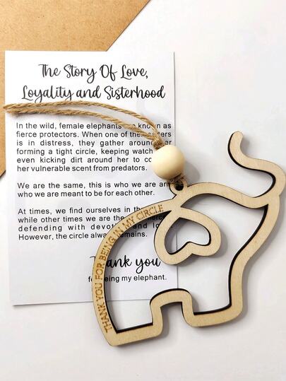 1/2/3pcs Friendship Elephant Card, Wooden Elephant Christmas Ornament With Story, Sisterhood Elephant Ornament For Girl Tribe, Friendship Gift For Best Sisters Friends