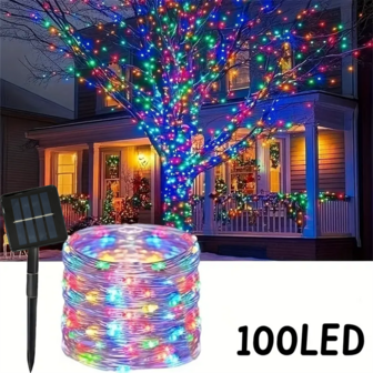 1 قطعة سلسلة أضواء سلكية نحاسية تعمل بالطاقة الشمسية، 8 أوضاع من أضواء الجنية الشمسية الخارجية LED، أضواء زهرية شمسية، أضواء سلسلة شمسية خارجية، مناسبة للحديقة والشرفة وحافة السقف والأشجار وأعياد الميلاد والهالوين والشكر وحفلات الزفاف والحفلات والمركبات الترفيهية وديكور رمضان وأضواء الخيال الشمسية وأشجار الحديقة والأعياد والحفلات والديكورات الخاصة بعيد الميلاد