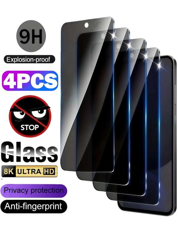 4 Stück Datenschutz Anti-Späh gehärtetes Glas kompatibel mit Samsung Galaxy/kompatibel mit Xiaomi/Redmi/kompatibel mit Huawei/Honor/POCO Bildschirmschutzfolien, Schutzschalen-freundlich, Anti-Spion Glasfilm
