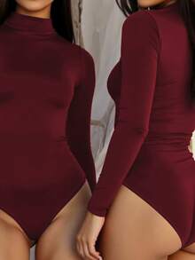 VIVINA Bodys femme couleur unie coupe slim col roulé manches longues, chaud. Casual et polyvalent pour l'automne/l'hiver, convient pour le Jour de Thanksgiving, la tenue d'aéroport, la saison automnale