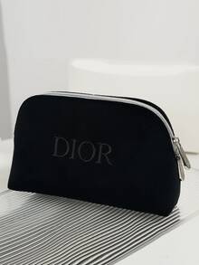 Christian Dior 高级黑色天鹅绒贝壳形化妆包，化妆袋 - 黑色 - 查看 2