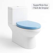 Tapa de inodoro superficie lisa mejorada cómoda suave fácil de limpiar para baño/hogar todo público - Celeste - Ver 2