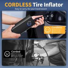 Portable Car Tire Air Pump 150PSl Digital Display Air Pump, With LED Lighting, Wireless Usb Charging, Compact And Lightweight, Suitable For Portable Emergency Equipment Such As Bicycles And Car Balls - màu đen - Xem 5