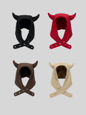 1pc Women's Solid Color Dark Demon Ear Personalized Pullover Hat, Suitable For Autumn/Winter Outdoor, Party, Travel, Street, Photography