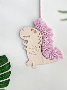 Tranh treo tường hình khủng long dệt thủ công - Đồ trang trí phòng trẻ em thủ công, trang trí phòng trẻ em phong cách Boho, chủ đề thời tiền sử, đạo cụ chụp ảnh sẵn sàng để treo. - Nhiều màu - Xem 7