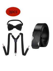 4-Piece 2025 Combination Men's Fashion Alloy Automatic Buckle Belts, Ties, Suspenders, Bow Ties, Simple, Elegant, Personalized And Full Of Business Style. They Are An Excellent Gift Choice, Suitable For Business Events, Cocktail Parties, Holiday Parties, Daily Matching. One Step To Complete The Outfit, A Great Choice For Christmas Parties. Old Money Vintage Autumn/Fall Urban Outfit Classic Christmas Winter Fashion Daily Men Boyfriend Gift