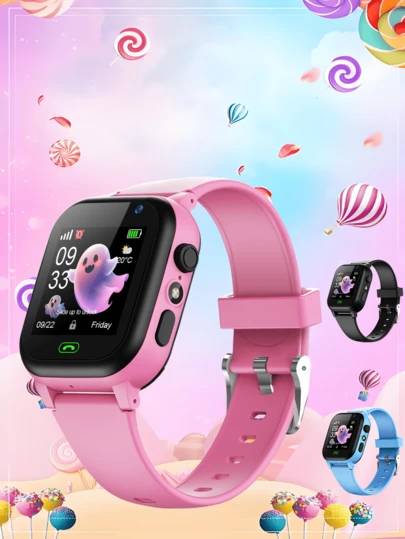 多功能儿童教育电子手表，带学习游戏、相机、有声读物、手电筒、触摸屏数字、可定制主题、多功能电子手表、男孩/女孩礼物、支持 2G 网络频段 900-1800 850-1900