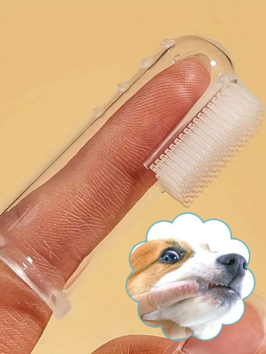 1PC Pet Finger Cots Toothbrush - Gentle Teeth Care Suitable For Dogs And Cats,Perfect For Small Pets- Easy-To-Use Cleaning Solution To Improve Oral Health - Popular Dog Toothbrush, Cat Toothbrush, Dog Teeth Cleaning, Dog Finger Toothbrush, Large And Small Pet Dog Toothbrush, Suitable For Teeth Cleaning Of Dogs And Cats - Transparent - View 1