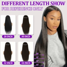 Put And Go Glueless 5*5 Lace Closure Wig And 13X4 13*6 Lace Front Straight Wig For Women Pre Plucked Remy Glueless Brazilian HD Transparent Lace Frontal Wig 200% Density Long Length Human Blended Hair Lace Wigs Natural Black Color - Natural & Black - View 29