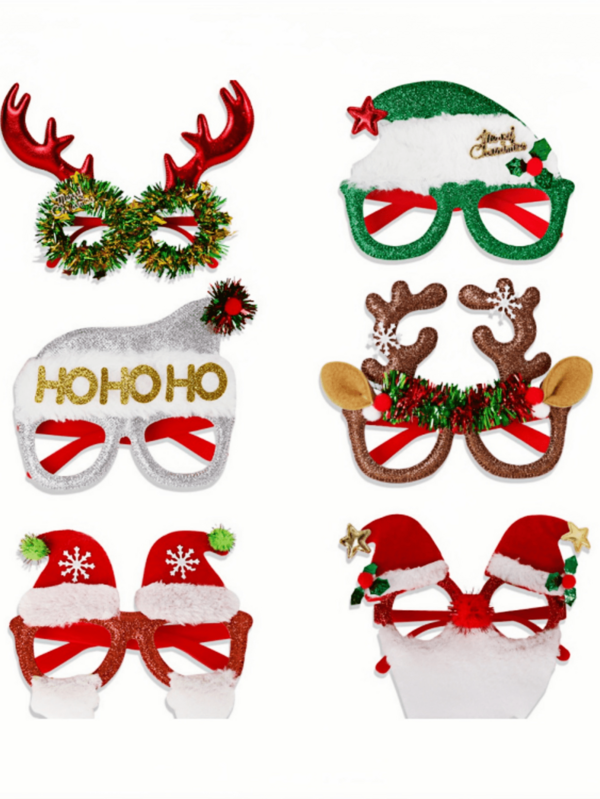 1pc Christmas Decorative Glasses, Cartoon Eyeglasses Frame With Santa Hat For Christmas Party