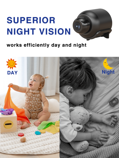 Slimme Wi Fi Camera Live View In 720p HD, Features Night Vision, Motion Alerts Continuous Recording, Versatile Mini Indoor Outdoor 1pc/ view 3