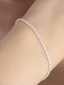 1 pieza Pulsera minimalista de acero inoxidable con cadena plana en forma de cruz, joyería para mujer