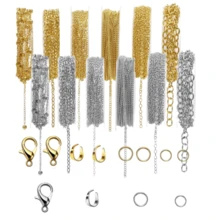 1捲長3米的配有跳環、龍蝦扣和開口環的鏈套件,適用於製作手鐲、耳環、項鍊。2mm寬度電纜鏈,珠寶製作用品。有9種顏色可供選擇：金色、銀色、白k、kc金、玫瑰金、槍黑、黑色、古銅色、古紅銅色。不銹鋼金屬電鍍電纜鏈(隨機包裝）,適合diy珠寶製作。（可能會出現色差）