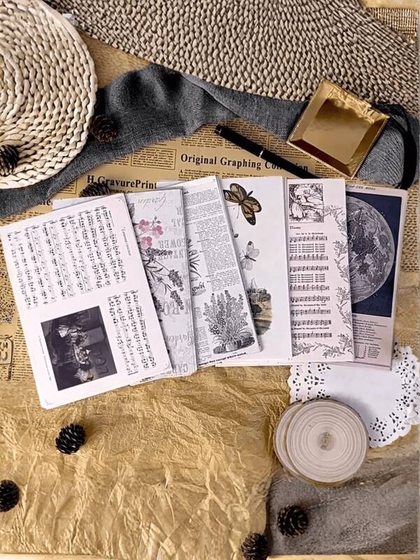 30 Sheets Vintage Newspaper Journal Paper, Retro Kraft Brown Aesthetic Background For Christmas Junk Journaling, Winter Scrapbooking, Holiday Gift Making, Old Distressed Tea Dyed Ephemera Pack For Planner, New Year Diary, Memory Book Supplies, Festive Collection,Scrapbooking, Journaling, Crafts, Memos And Origami, General Stationery, Makes A Perfect Small Gift