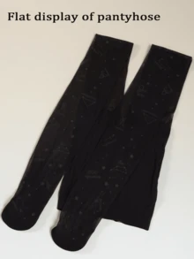 1pc Zodiac Print Sheer Tights (XS-XXL) - Constellation Pattern Black Tights, Mysterious & Personalized For Everyday Magic