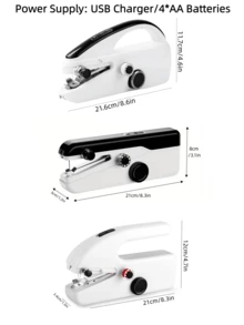 圣诞便携式手持缝纫机，配件齐全，轻巧有趣，快速便捷，节省空间，缝纫方便快捷，适用于2毫米以内薄面料的快速缝纫，可用于制作靠垫、窗帘、服装、工艺品、可爱的万圣节糖果袋，也适合旅行、家居和DIY项目。