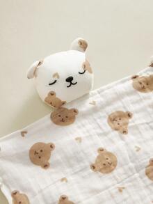 2 miếng khăn ợ cho bé bằng cotton mềm thoáng khí, họa tiết gấu hoạt hình, đa năng - Nhiều màu - Xem 4