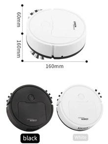 Robot de limpieza al vacío y trapeador 3 en 1, succión fuerte, 60 minutos de duración, delgado, bajo ruido, ideal para el cabello duro de mascotas y la limpieza diaria, cambio de dirección automático al encontrar obstáculos - barrido aleatorio, batería de litio de 400 mAh, carbonizado USB, limpiador de cabello de mascota