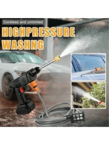 Pistola de agua para lavar autos para el hogar, máquina de limpieza de alta presión, lavadora de pisos, herramienta de riego, limpiadora de vehículos eléctricos para lavado de autos, portátil para exteriores, pistola de lavado recargable conveniente para automóviles