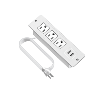 Enchufe multifuncional de EE. UU., Regleta con protección contra sobretensiones 5 en 1 con cable de extensión de 1,5 metros, 3 tomas y 2 puertos USB-A, para uso doméstico, dormitorio, oficina, sala de estar, viajes y estudio, color blanco