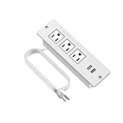 US Multi-Functional Socket, 5-In-1 Surge Protection Power Socket With 1.5-Meter Extension Cable, Multiprise, 3 Sockets And 2 USB-A Ports, For Home, Bedroom, Office, Living Room, Travel, And Study Use, White